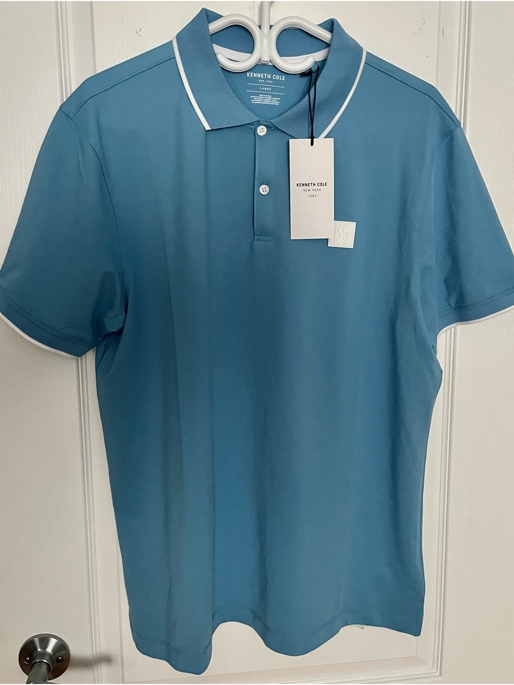 Kenneth Cole Men's Teal Polo with White Trim
